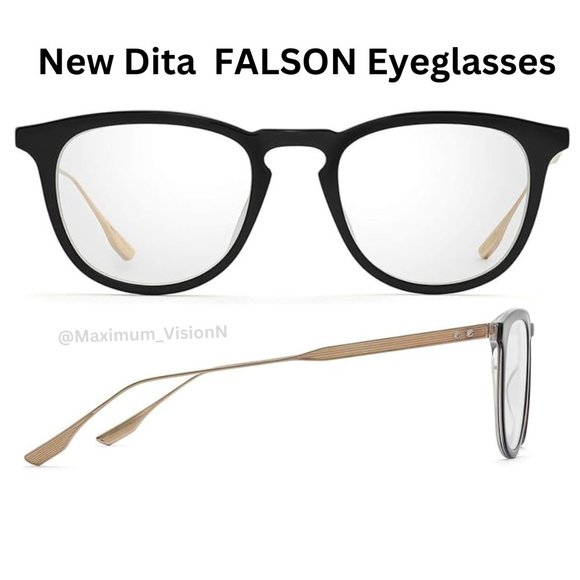 New Dita FALSON Eyeglasses frame Black ang gold & case Retail : $575+Tax - Picture 1 of 4